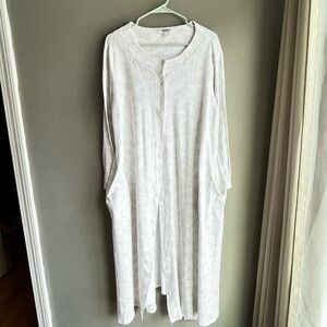 Elegant White Women's House Robe CuddleDown Amadora 100% Cotton Pockets